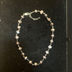 Silpada Grey Pearl & .925 Silver Necklace Elegant Beaded Design 16”